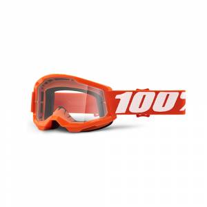 100% Kids Strata 2 Orange Clear Lens Motocross Goggles