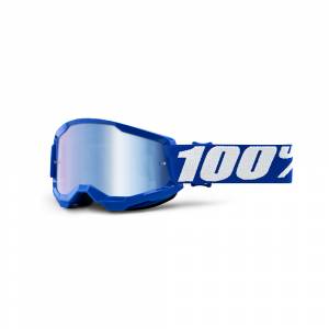 100% Kids Strata 2 Blue Blue Mirror Lens Motocross Goggles