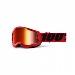 100% Kids Strata 2 Red Red Mirror Lens Motocross Goggles