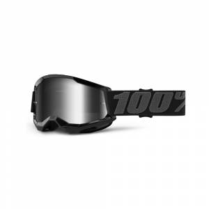 100% Kids Strata 2 Black Silver Mirror Lens Motocross Goggles