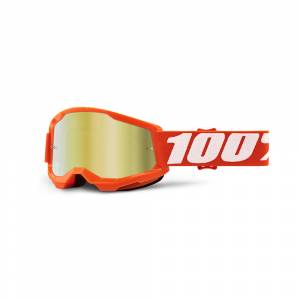 100% Kids Strata 2 Orange Gold Mirror Lens Motocross Goggles