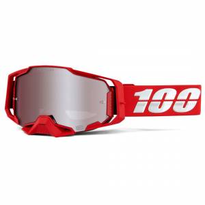100% Armega War Red HiPER Silver Mirror Lens Motocross Goggles
