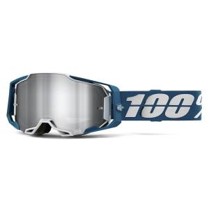 100% Armega Albar Flash Silver Mirror Lens Motocross Goggles
