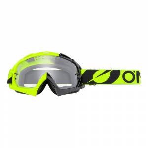 ONeal B-10 Twoface Black Neon Yellow Clear Lens Motocross Goggles