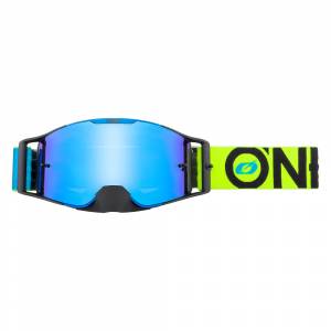 ONeal B-30 Bold Blue Neon Yellow Radium Blue Lens Motocross Goggles