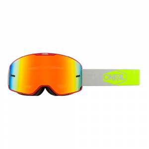 ONeal B-20 Plain Red Neon Yellow Radium Red Lens Motocross Goggles