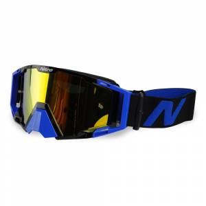 Nitro NV-100 Blue Gold Mirror Lens Motocross Goggle