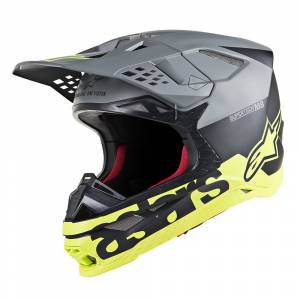 Alpinestars Supertech SM8 Radium Black Mid Grey Yellow Fluo Motocross Helmet