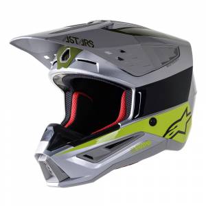 Alpinestars Supertech SM5 Bond Silver Yellow Fluo Military Green Gloss Helmet