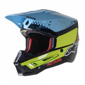 Alpinestars SM5 Speed Black Yellow Fluo Light Blue Motocross Helmet