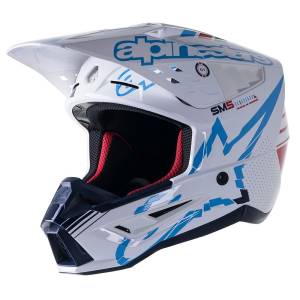 Supertech SM5 Action White Cyan Dark Blue Gloss Helmet