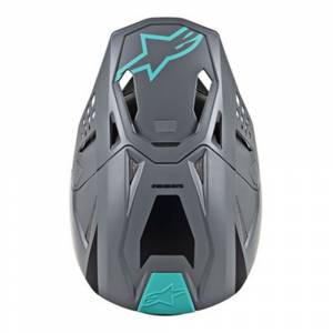 Alpinestars SM8 Radium Cool Grey Teal Motocross Helmet Peak