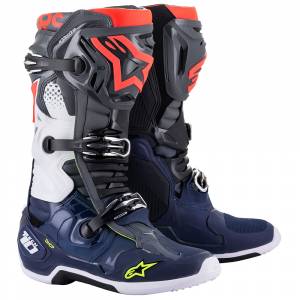 Alpinestars Tech 10 Dark Grey Dark Blue Red Fluo Motocross Boots