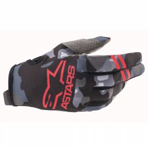 Alpinestars Radar Grey Camo Red Fluo Motocross Gloves