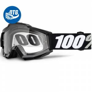 100% Accuri Black Tornado Clear Lens OTG Goggles