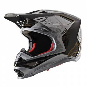 Alpinestars Supertech SM10 Alloy Silver Black Carbon Gold Motocross Helmet