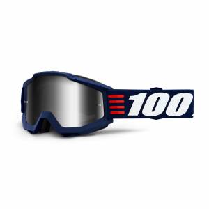 100% Accuri Art Deco Silver Mirror Lens Motocross Goggles