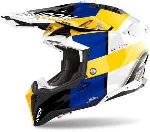 Airoh Aviator 3 Monach Blue/Yellow Gloss MX Helmet