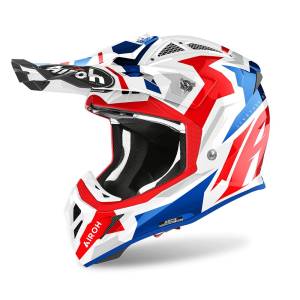 Airoh Aviator Ace Swoop Red Blue Gloss Motocross Dirtbike Helmet