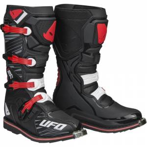 UFO Obsidian Black Red Motocross Boots