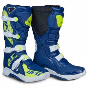 UFO Elektron Blue Neon Yellow Motocross Boots