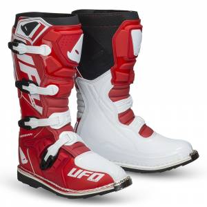 UFO Obsidian Red White Motocross Boots
