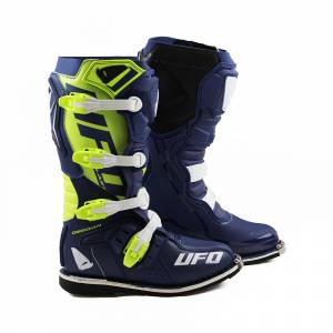 UFO Obsidian Blue Neon Yellow Motocross Boots