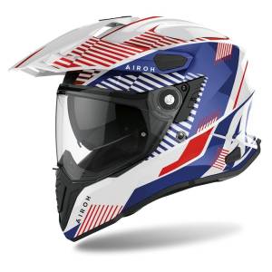 Airoh Commander Adventure Helmet - Boost White/Blue Gloss