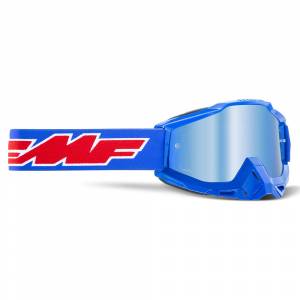 100% FMF Powerbomb Rocket Blue Blue Mirror Lens Motocross Goggles