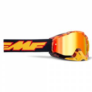 100% FMF Powerbomb Spark Red Mirror Lens Motocross Goggles