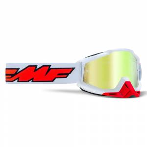 100% FMF Powerbomb Rocket White True Gold Mirror Lens Motocross Goggles