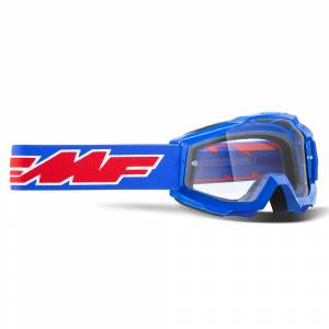 100% FMF Kids Powerbomb Rocket Blue Clear Lens Motocross Goggles
