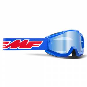 100% FMF Kids Powerbomb Rocket Blue Blue Mirror Lens Motocross Goggles