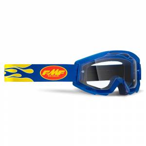 100% FMF Powercore Flame Navy Clear Lens Motocross Goggles