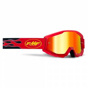 100% FMF Powercore Flame Red Red Mirror Lens Motocross Goggles