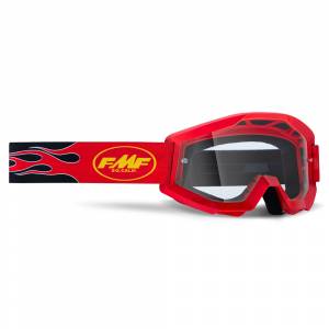 100% FMF Kids Powercore Flame Red Clear Lens Motocross Goggles