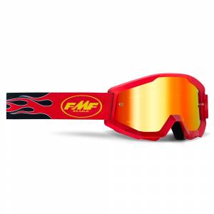 100% FMF Kids Powercore Flame Red Red Mirror Lens Motocross Goggles