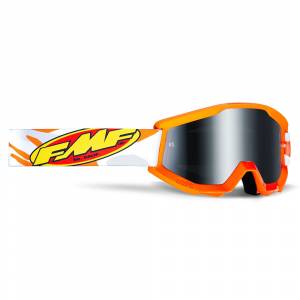 100% FMF Kids Powercore Assault Grey Silver Mirror Lens Motocross Goggles