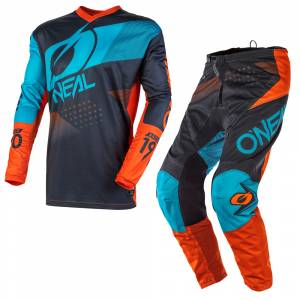 ONeal Element Factor Grey Orange Blue Motocross Kit Combo