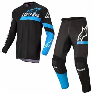 Alpinestars Fluid Chaser Black Blue Neon Motocross Kit Combo