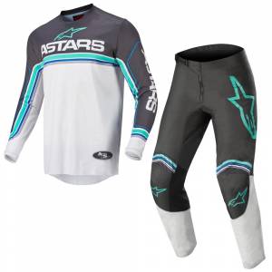 Alpinestars Fluid Speed Anthracite Light Grey Blue Motocross Kit Combo