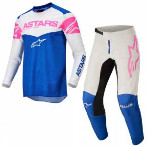 Alpinestars Fluid Tripple Blue Off White Pink Fluo Motocross Kit Combo