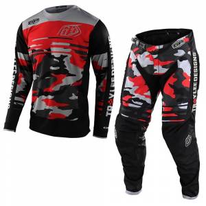 Troy Lee Designs GP Formula Camo Black Rocket Red Motocross Kit Combo