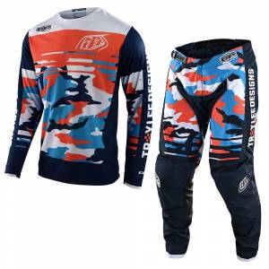 Troy Lee Designs GP Formula Camo Navy Orange Motocross Kit Combo