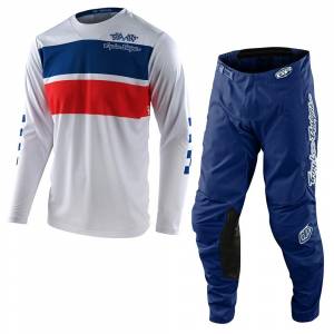 Troy Lee Designs GP Racing Stripe White Motocross Kit Combo