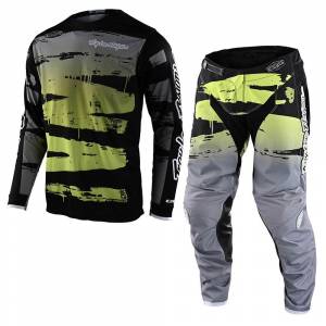 Troy Lee Designs Kids GP Brushed Black Glo Green Motocross Kit Combo