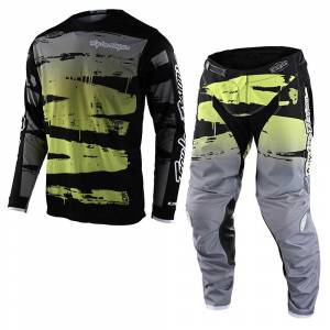 Troy Lee Designs Kids GP Brushed Black Glo Green Motocross Kit Combo