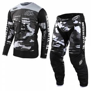 Troy Lee Designs Kids GP Formula Camo Black Grey Motocross Kit Combo