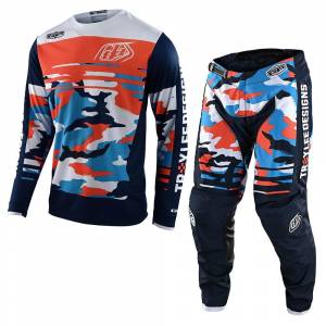 Troy Lee Designs Kids GP Formula Camo Navy Orange Motocross Kit Combo