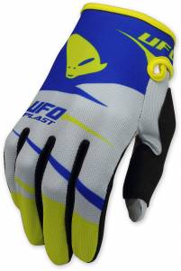 UFO Kids Revolt Grey Blue Motocross Gloves